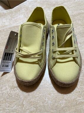Superga Yellow Canvas Espadrille-Style Flats